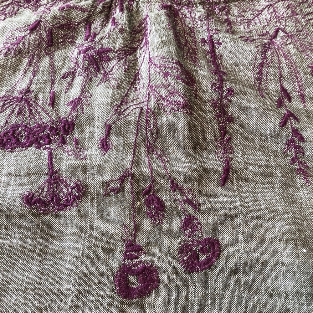 LAST CALL BEFORE DONATION: Anthropologie Grey Linen Embroidered Dress L - Picture 6 of 15